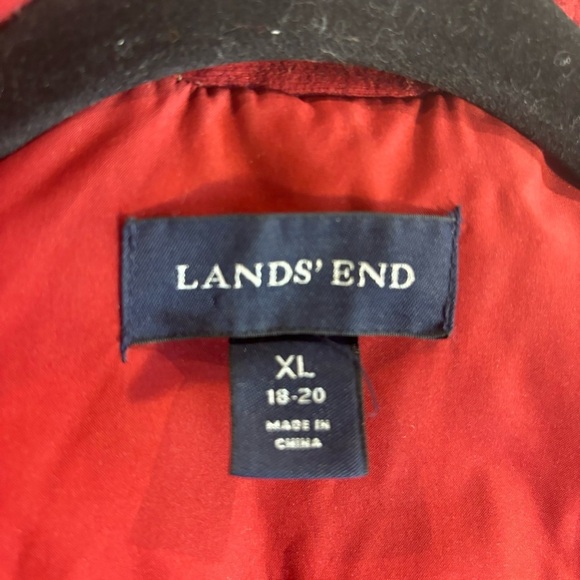 LAND’S END Sz XL Puffer Coat Down Filled Zipper and Snap Closure Hood Pockets - Picture 9 of 11
